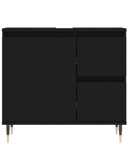 Set Mobili da Bagno 3 pz Nero in Legno Multistrato