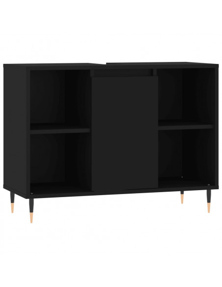 Set Mobili da Bagno 3 pz Nero in Legno Multistrato