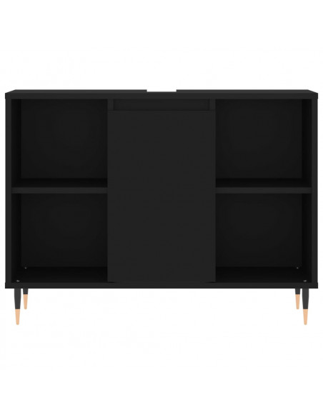 Set Mobili da Bagno 3 pz Nero in Legno Multistrato