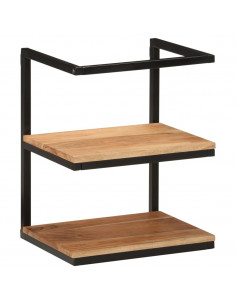 Mensola da Parete 40x30x50 cm Legno Massello di Acacia e Ferro 2