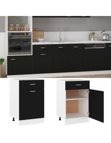 Armadio con Cassetto Nero 50x46x81,5 cm in Legno Multistrato