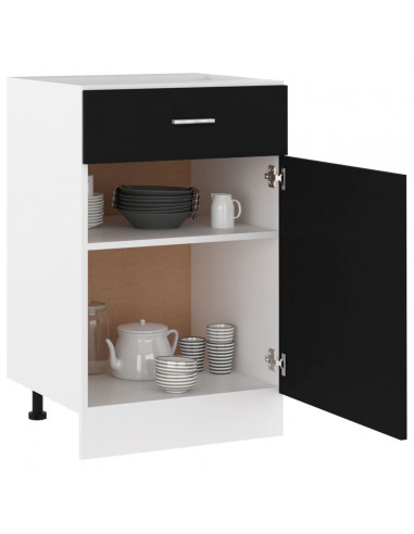 Armadio con Cassetto Nero 50x46x81,5 cm in Legno Multistrato