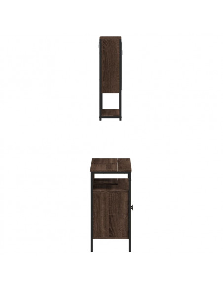 Set Mobili da Bagno 2 pz Rovere Marrone in Legno Multistrato