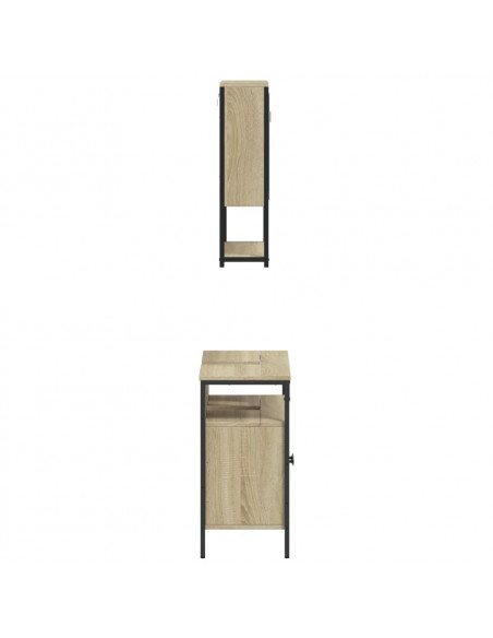 Set Mobili da Bagno 2 pz Rovere Sonoma in Legno Multistrato