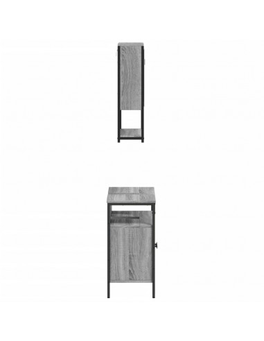 Set Mobili da Bagno 2 pz Grigio Sonoma in Legno Multistrato