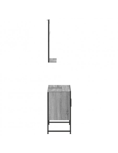 Set Mobili da Bagno 2 pz Grigio Sonoma in Legno Multistrato