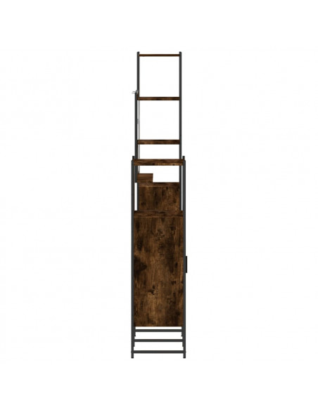 Set Mobili da Bagno 4 pz Rovere Fumo in Legno Multistrato