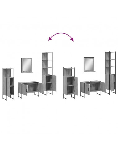 Set Mobili da Bagno 4 pz Grigio Sonoma in Legno Multistrato