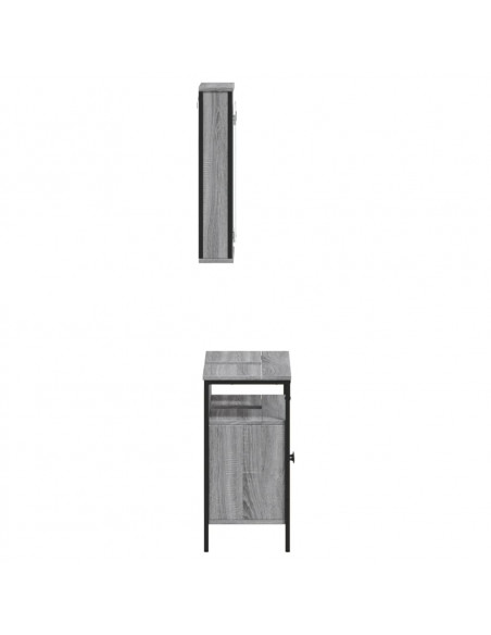 Set Mobili da Bagno 2 pz Grigio Sonoma in Legno Multistrato