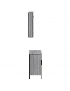 Set Mobili da Bagno 2 pz Grigio Sonoma in Legno Multistrato 2