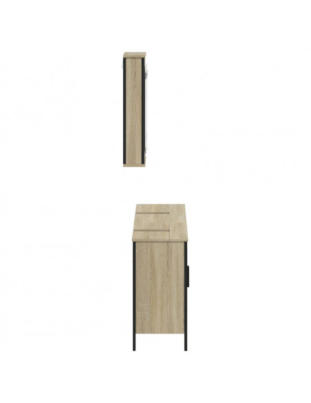 Set Mobili da Bagno 3 pz Rovere Sonoma in Legno Multistrato