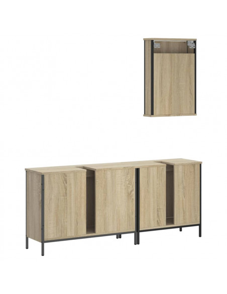 Set Mobili da Bagno 3 pz Rovere Sonoma in Legno Multistrato