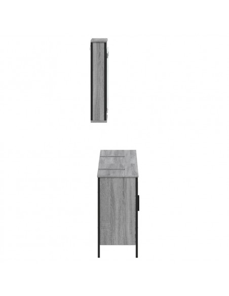 Set Mobili da Bagno 3 pz Grigio Sonoma in Legno Multistrato