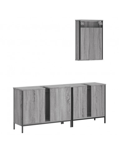 Set Mobili da Bagno 3 pz Grigio Sonoma in Legno Multistrato