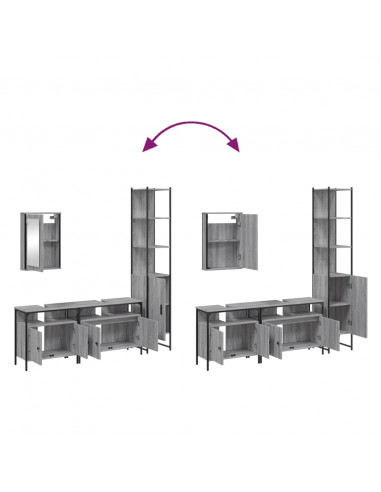 Set Mobili da Bagno 4 pz Grigio Sonoma in Legno Multistrato