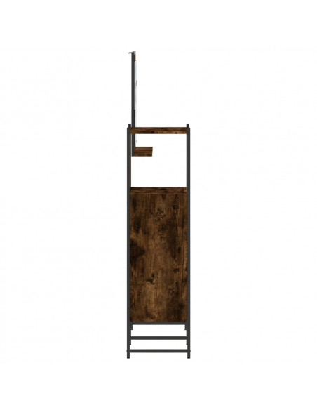 Set Mobili da Bagno 3 pz Rovere Fumo in Legno Multistrato