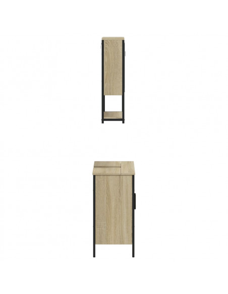 Set Mobili da Bagno 2 pz Rovere Sonoma in Legno Multistrato