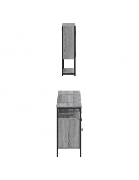 Set Mobili da Bagno 3 pz Grigio Sonoma in Legno Multistrato