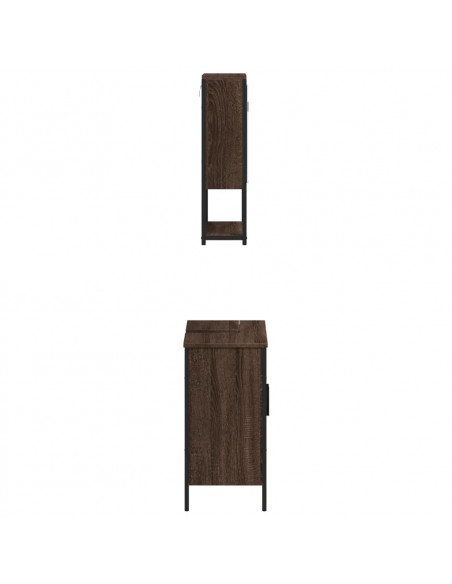 Set Mobili da Bagno 2 pz Rovere Marrone in Legno Multistrato
