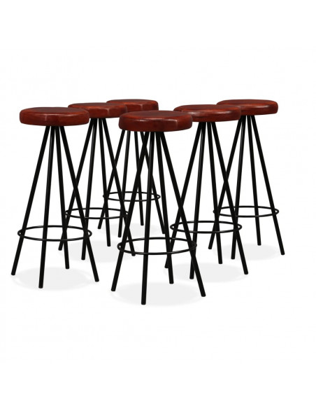 Set da Bar 7 pz in Legno Massello di Acacia e Vera Pelle