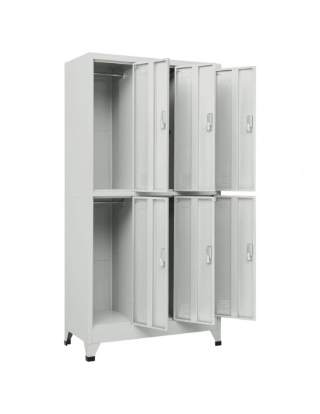 Armadietto a Chiave con 6 Scomparti in Acciaio 90x45x180 cm