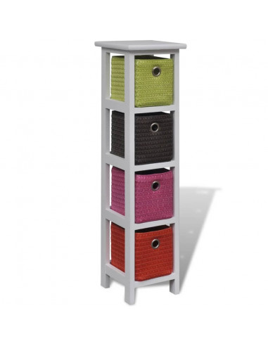 Mobiletto con Cestini Multicolori in Legno di Paulownia