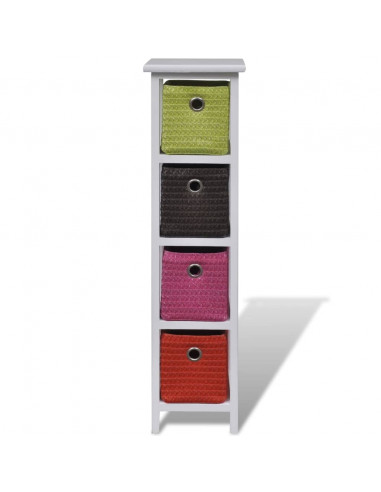 Mobiletto con Cestini Multicolori in Legno di Paulownia