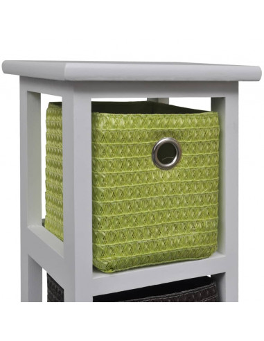 Mobiletto con Cestini Multicolori in Legno di Paulownia