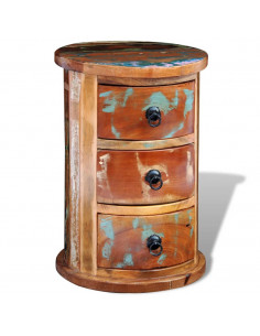 Armadietto in Legno Massello di Recupero con 3 Cassetti 2