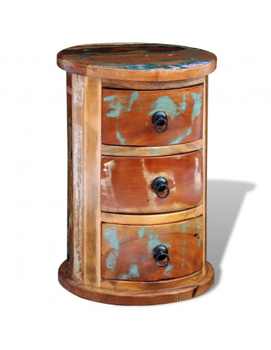 Armadietto in Legno Massello di Recupero con 3 Cassetti