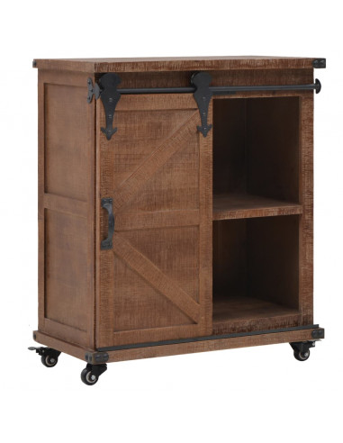 Mobiletto in Legno Massello di Abete 64x33,5x75 cm Marrone