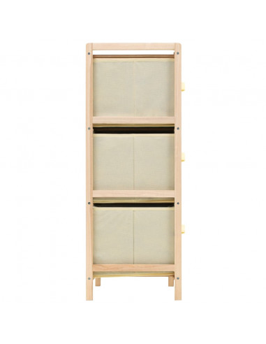 Scaffale con 6 Cesti in Tessuto in Legno di Cedro Beige