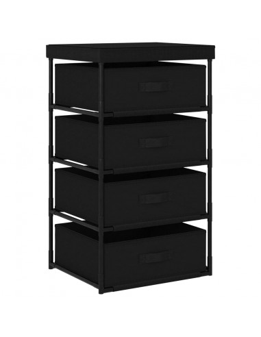 Armadietto con 4 Cestini in Tessuto Nero