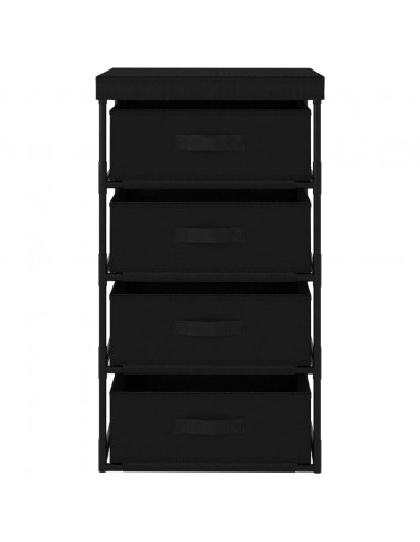 Armadietto con 4 Cestini in Tessuto Nero