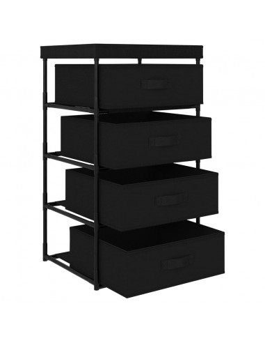 Armadietto con 4 Cestini in Tessuto Nero