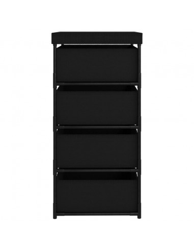 Armadietto con 4 Cestini in Tessuto Nero