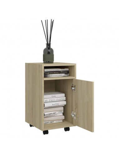 Credenza con Ruote Rovere Sonoma 33x38x60 cm Legno Multistrato