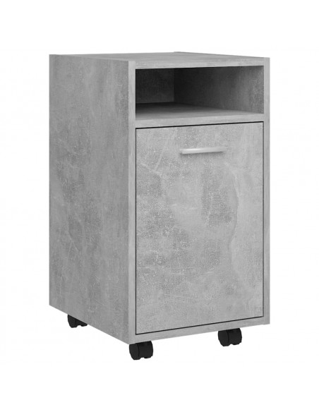 Credenza con Ruote Grigio Cemento 33x38x60 cm Legno Multistrato