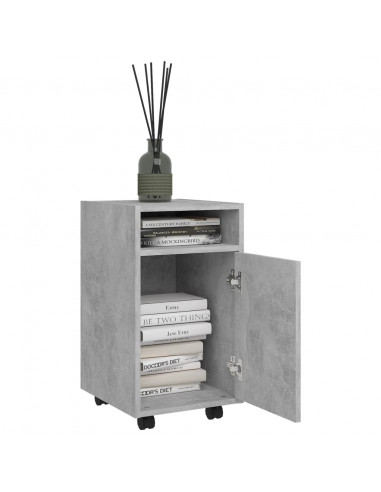 Credenza con Ruote Grigio Cemento 33x38x60 cm Legno Multistrato