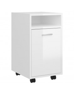 Credenza con Ruote Bianco Lucido 33x38x60 cm Legno Multistrato 2