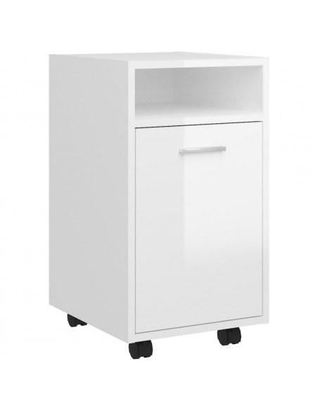 Credenza con Ruote Bianco Lucido 33x38x60 cm Legno Multistrato