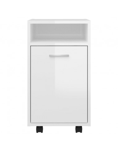 Credenza con Ruote Bianco Lucido 33x38x60 cm Legno Multistrato