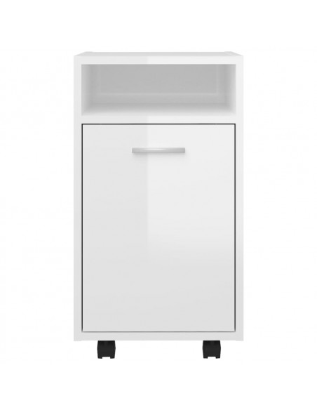 Credenza con Ruote Bianco Lucido 33x38x60 cm Legno Multistrato