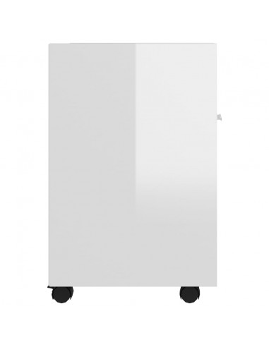 Credenza con Ruote Bianco Lucido 33x38x60 cm Legno Multistrato