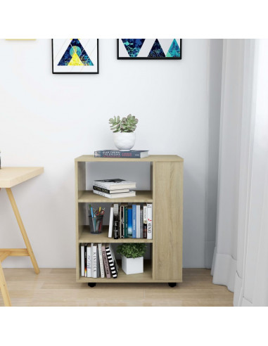 Mobiletto con Ruote Rovere Sonoma 60x35x75 cm Legno Multistrato