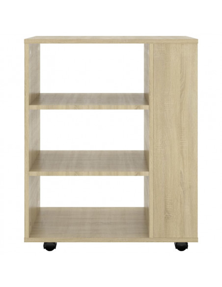 Mobiletto con Ruote Rovere Sonoma 60x35x75 cm Legno Multistrato