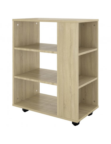 Mobiletto con Ruote Rovere Sonoma 60x35x75 cm Legno Multistrato