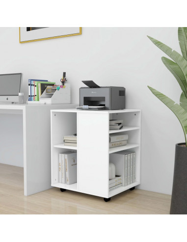 Mobiletto con Ruote Bianco 60x53x72 cm in Legno Multistrato