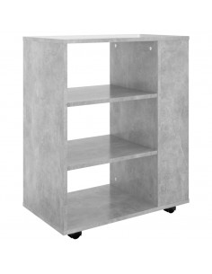 Mobiletto con Ruote Grigio Cemento 60x35x75cm Legno Multistrato 2