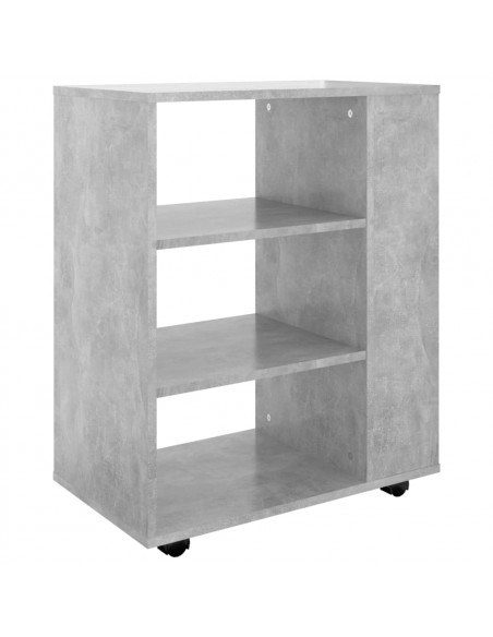 Mobiletto con Ruote Grigio Cemento 60x35x75cm Legno Multistrato